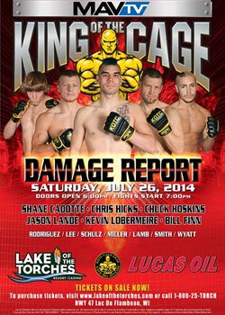 King of the Cage Returns to Lake of the Torches Resort Casino on July 26 for “Damage Report”