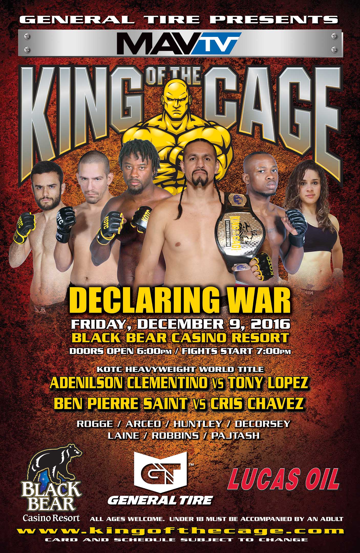 King of the Cage Returns to Black Bear Casino Resort on December 9 for “DECLARING WAR”