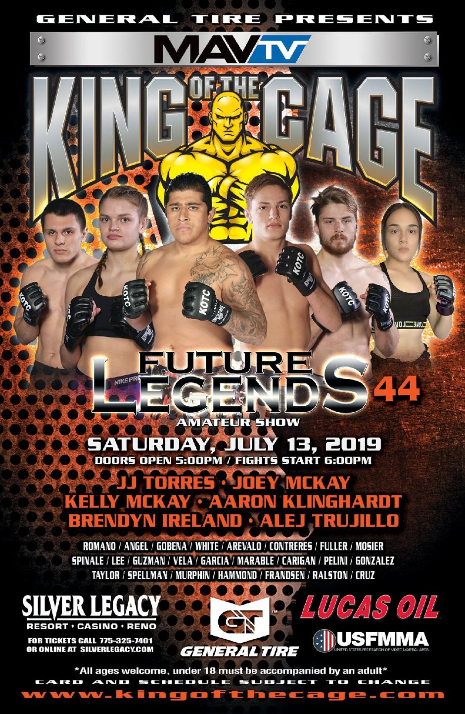 King of the Cage Returns to Silver Legacy Resort Casino Reno on July 13