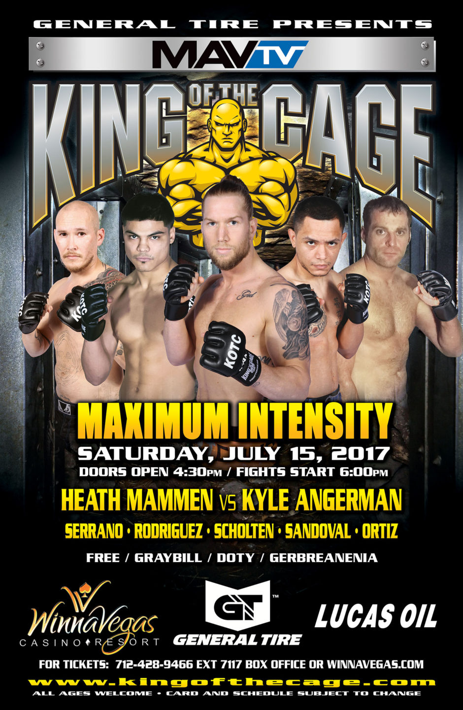 King of the Cage Returns to WinnaVegas Casino Resort on July 15 for