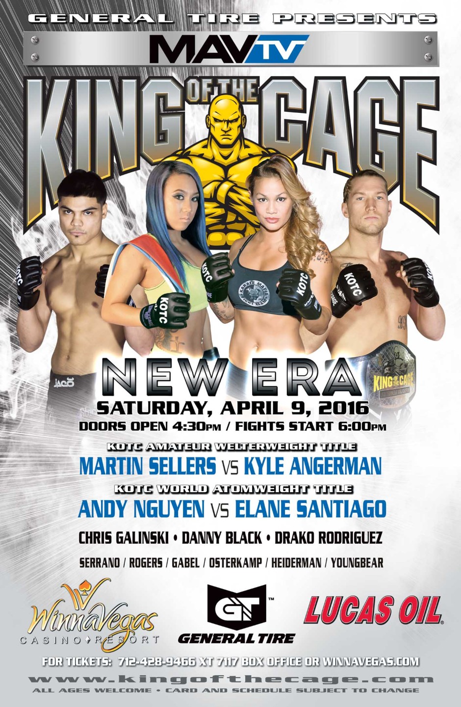 King of the Cage Returns to WinnaVegas Casino Resort on April 9 for