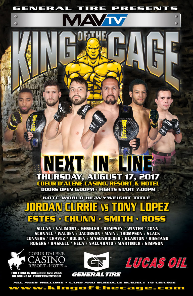 King of the Cage Returns to Coeur D’Alene Casino Resort on August 17