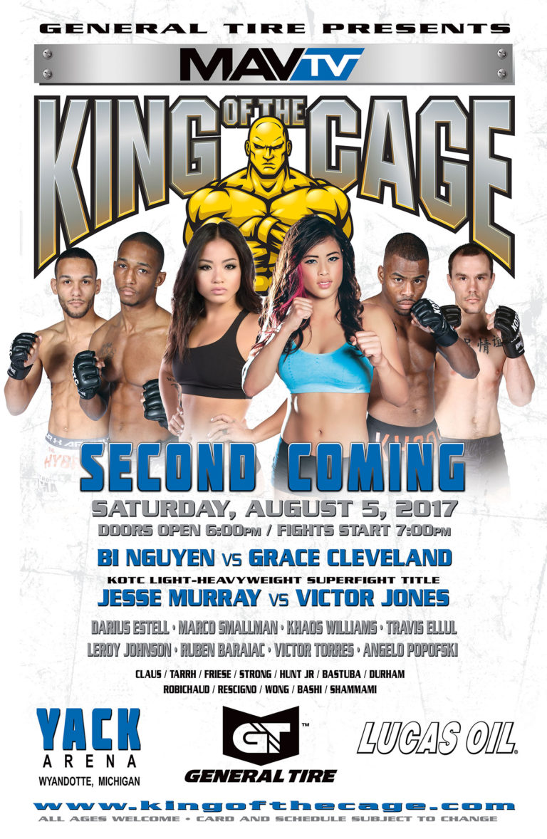 King of the Cage Returns to Yack Arena on August 5 for “SECOND COMING
